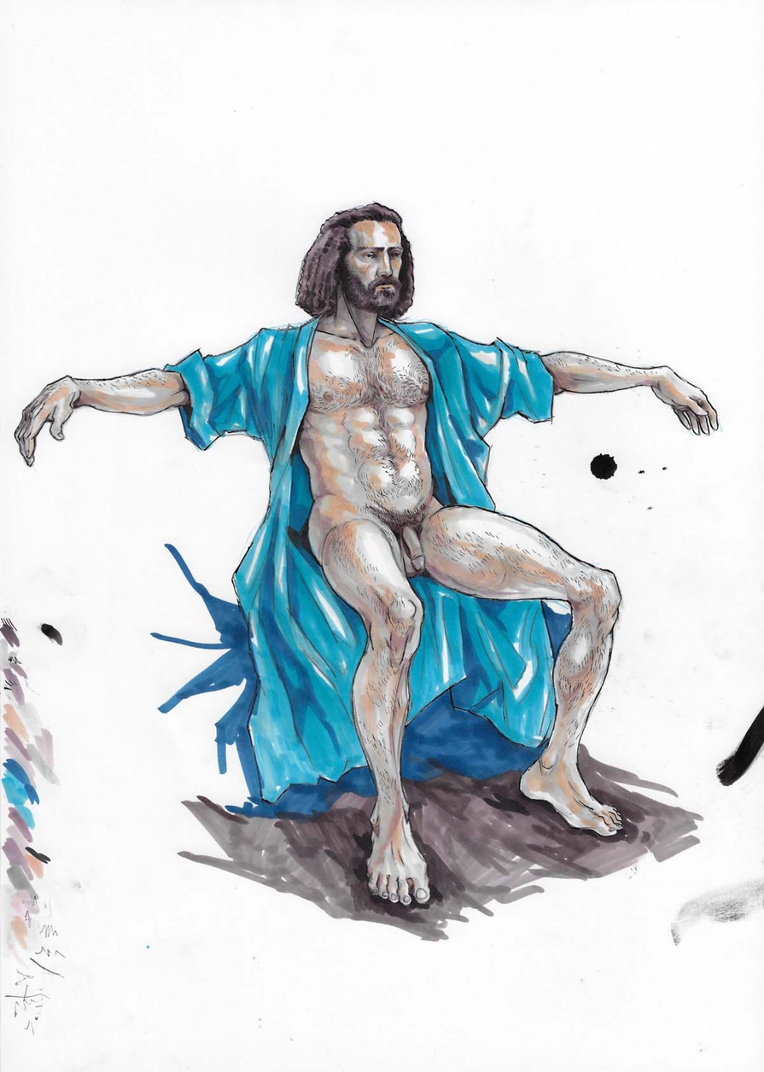 Live drawing study - nude male 3 by Nir Levie