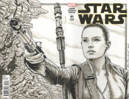 Rey Sketch Cover and Disney's Wonderground Gallery Artist Proof Rey Canvas Star Wars Comic Art