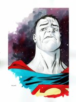 Bizarro watercolor bust DC Superman Comic Art