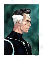 Nick Fury watercolor bust Marvel Avengers shield Comic Art