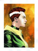 Rogue watercolor bust Marvel X-Men Comic Art