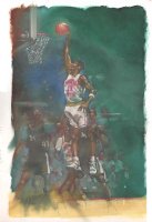 Taking it to the Hoop painting Basketball Comic Art